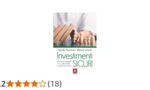Copertina libro "Investimenti Sicuri": una mano protegge una famiglia di omini di legno da blocchi di domino che cadono, suggerendo come investire senza rischi.