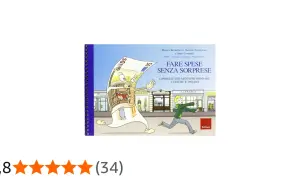 Un ragazzo insegue una banconota da 50 euro che scappa. Il libro "Fare spese senza sorprese" insegna ai kid a gestire il denaro.