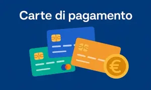 Carte di pagamento: scopri la differenza tra carta di credito e debito. Tre carte colorate e una moneta euro.