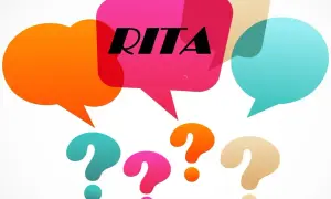 Colorate nuvole di dialogo con la scritta RITA e punti interrogativi colorati. Un'immagine che evoca domande sulla rendita integrativa temporanea anticipata.