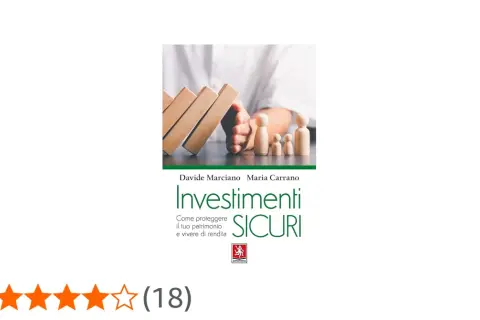 Copertina libro "Investimenti Sicuri": una mano protegge una famiglia di omini di legno da blocchi di domino che cadono, suggerendo come investire senza rischi.