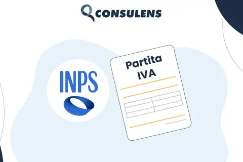 Logo INPS e documento "Partita IVA" per gestire i contributi.