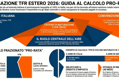 Guida al calcolo pro-rata del TFR estero 2026: come frazionare l'imponibile tra Stati e recuperare tasse pagate in eccesso.