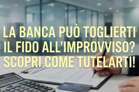 La banca può revocare il fido? Scopri come tutelarti con BPER. Calcolatrice, carta di credito e contratto su una scrivania.