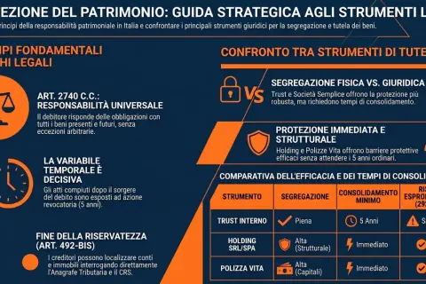 Guida strategica per la protezione del patrimonio: confronto tra strumenti di tutela, inclusi Trust, Holding e polizze vita, con focus su polizze rami elementari.