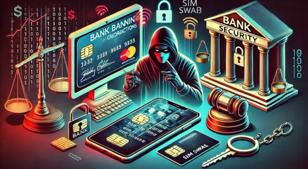 Illustrazione di un hacker che ruba dati bancari, con simboli di giustizia e sicurezza. Guida su come recuperare soldi truffati con bonifico.