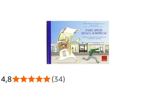 Un ragazzo insegue una banconota da 50 euro che scappa. Il libro "Fare spese senza sorprese" insegna ai kid a gestire il denaro.