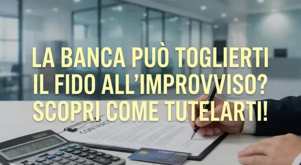 La banca può revocare il fido? Scopri come tutelarti con BPER. Calcolatrice, carta di credito e contratto su una scrivania.