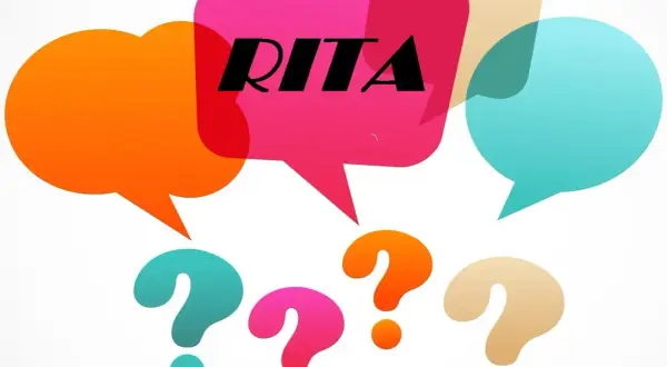 Colorate nuvole di dialogo con la scritta RITA e punti interrogativi colorati. Un'immagine che evoca domande sulla rendita integrativa temporanea anticipata.