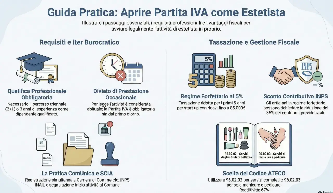 Guida per aprire la partita IVA artigiano estetista: requisiti, tasse e codici ATECO.