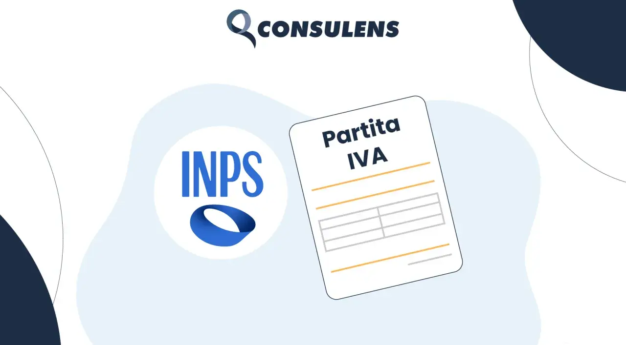 Logo INPS e documento "Partita IVA" per gestire i contributi.