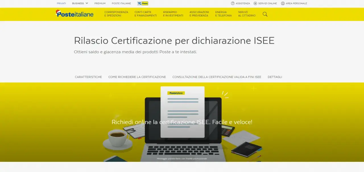 Certificazione ISEE: ottieni saldo e giacenza media dei tuoi prodotti Poste. Un esempio di giacenza media facile da richiedere online.
