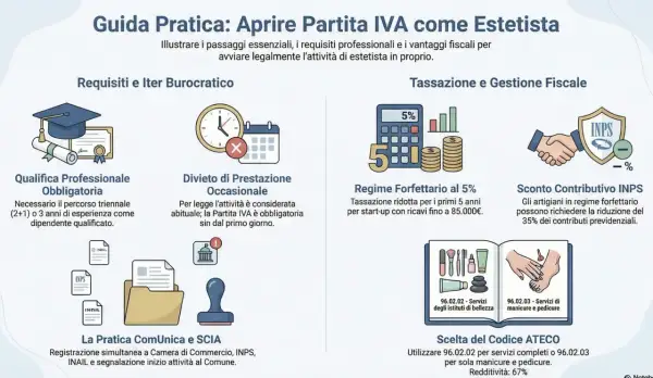 Guida per aprire la partita IVA artigiano estetista: requisiti, tasse e codici ATECO.