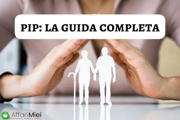 Mani proteggono una coppia di anziani stilizzati, simbolo di un piano individuale pensionistico (PIP) sicuro e completo.
