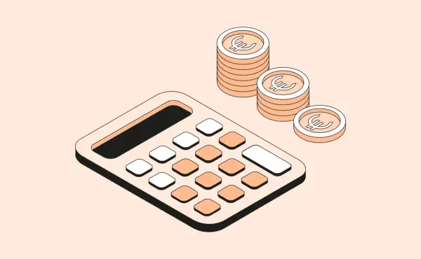 Calcolatrice e monete euro, simboli di un budget aziendale ben pianificato.