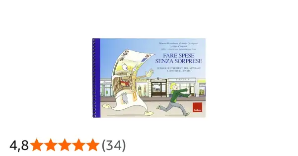 Un ragazzo insegue una banconota da 50 euro che scappa. Il libro "Fare spese senza sorprese" insegna ai kid a gestire il denaro.
