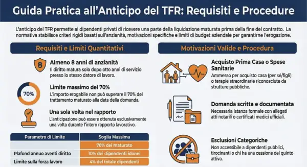 Guida pratica sull'anticipo del TFR: requisiti, limiti e motivazioni. Le trattenute TFR sono soggette a criteri specifici.