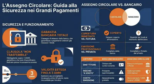 Guida all'assegno circolare: come funziona, garanzie, validità e differenze con assegno bancario. Sicurezza nei pagamenti.